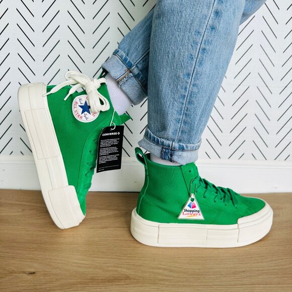 ⭐Converse Ctas Cruise Hi Platform Sz 8.5 Women Shoes Suede Green Sneaker A10239C - Picture 1 of 13